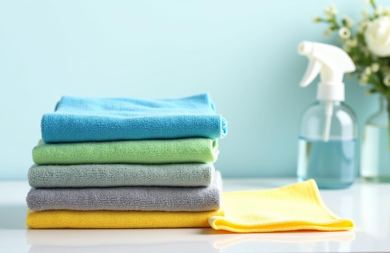 Solutions de ménage zéro déchet avec des chiffons microfibres