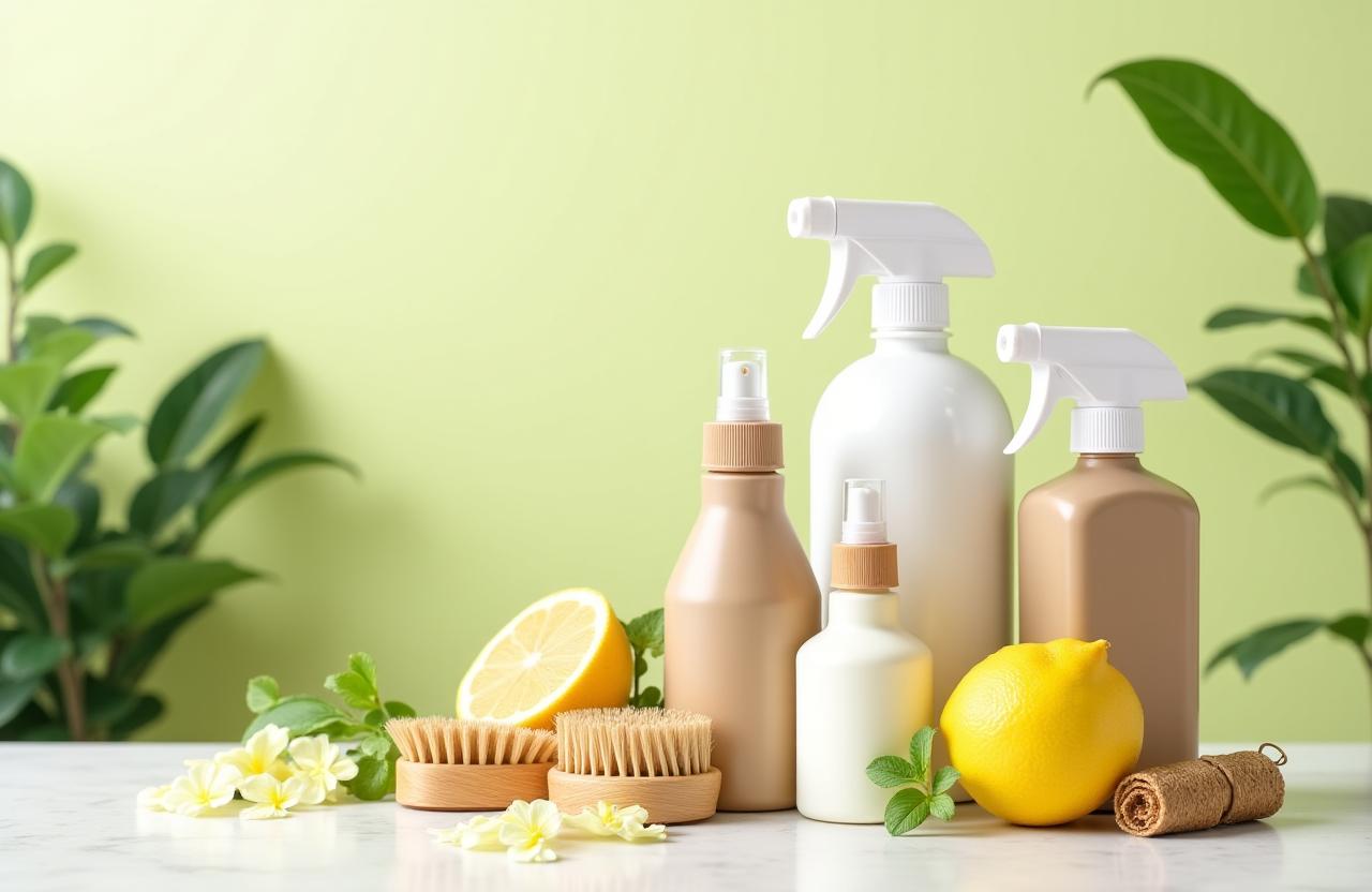 Produits de nettoyage écologiques et bio utilisés par LueurVerte Cleaning